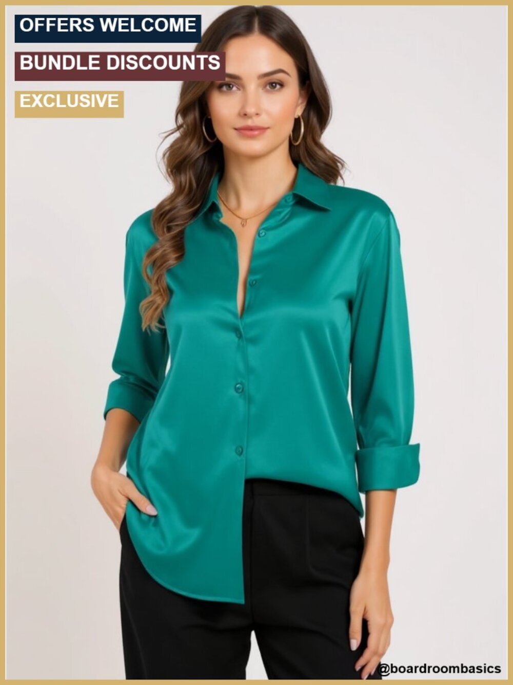 Wrinkle-Resistant Satin Button Down Shirt Long Sleeve